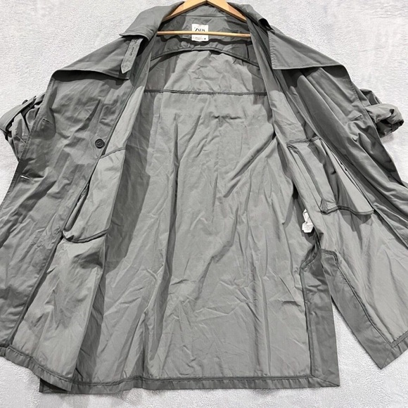 Zara Trench Coat Jacket OverSized Gray Double Breasted Size M - Picture 5 of 10